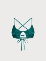 Dark Green Textured Cut Out Bikini Top - Image 7