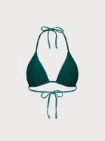 Dark Green Textured Triangle Bikini Top - Image 9