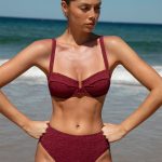 Wine Red Textured Underwire Bikini Top