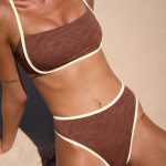 Dark Coffee Jacquard X Cross Bikini Top