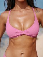 Pink Twist Backless Bikini Top
