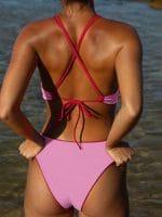 Red-Pink Reversible Knot X Cross Bikini Top - Image 2
