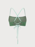 Dark Green Jacquard X Cross Bikini Top - Image 12