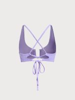 Purple Jacquard U-Ring Cross Back Bikini Top - Image 9