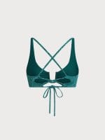 Dark Green Jacquard U-Ring Cross Back Bikini Top - Image 10
