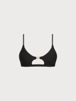Black Cutout Gold-Accented Bikini Top - Image 7