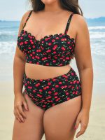 Cherry Print Plus Size Tankini Top - Image 3