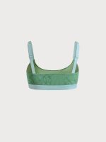 Dark Green Contrast Trim Plus Size Bikini Top - Image 5