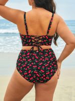 Cherry Print Plus Size Tankini Top - Image 2