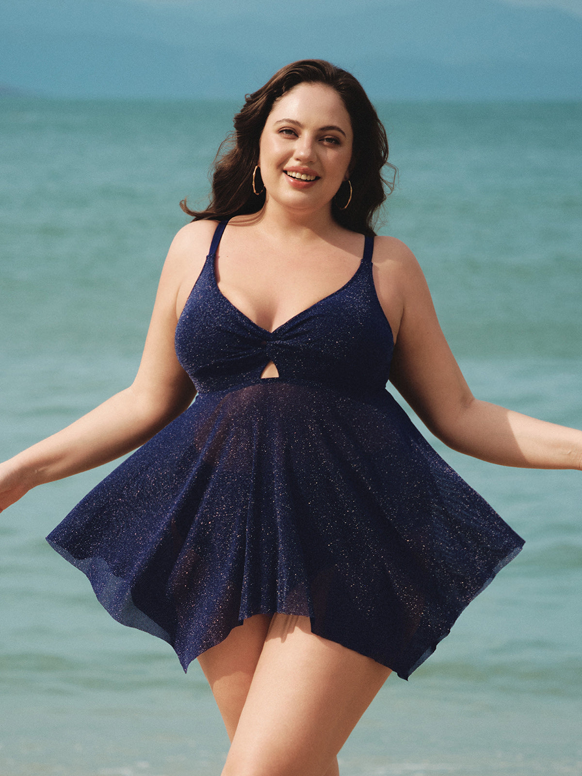 women-knitted-nylon-bikini-tops-tankini-tops-sustainable-plus_size_tankinis-mauj3e Blue Glitter Plus Size Tankini Top - Image 1