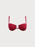 Wine Red Sparkle Textured Underwire Bikini Top - Image 5