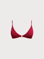 Wine Red Textured O-Ring Bikini Top - Image 10
