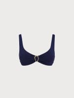 Navy Ribbed O-Ring Bikini Top - Image 9