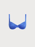 Blue Floral Textured Underwire Bikini Top - Image 6