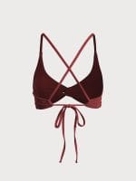 Wine Red Twist Backless Bikini Top - Image 7