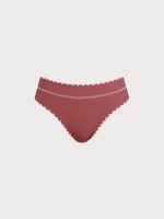 Brick Red Contrast Stitch Bikini Bottom - Image 15