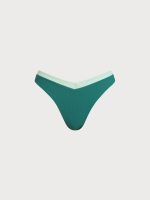 Green Contrast Trim V-Cut Bikini Bottom - Image 6
