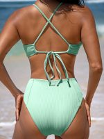 Cyan Ribbed Seam Full Coverage Bikini Bottom - Image 2