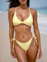 Yellow Textured Tie Bikini Bottom - Image 3