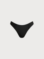 Black Ruched Natural Waisted Bikini Bottom - Image 5