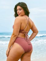 Brick Red Contrast Stitch Bikini Bottom - Image 9