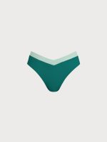 Green Contrast Trim V-Cut Full Coverage Bikini Bottom - Image 6