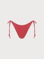 Red Lurex Tie Side Bikini Bottom - Image 5