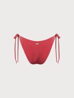 Red Lurex Tie Side Bikini Bottom - Image 6