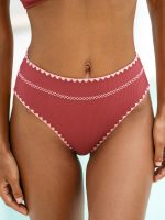 Brick Red Contrast Stitch Bikini Bottom - Image 10
