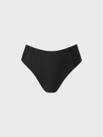 Black Ribbed Seam Full Coverage Bikini Bottom - Image 7
