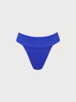 Blue Ribbed High Cut Bikini Bottom - Image 5