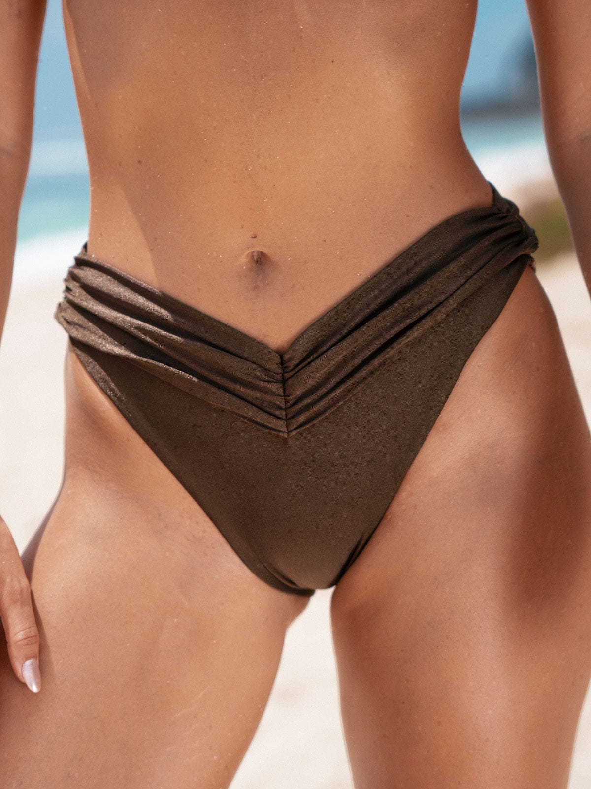 women-knitted-nylon-blended-bikini-bottoms-sustainable-bikinis-jsdja0 Dark Coffee Ruched Bikini Bottom - Image 1