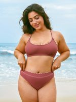 Brick Red Contrast Stitch Bikini Bottom - Image 7