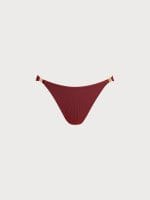 Wine Red Gold-Accented Bikini Bottom - Image 5