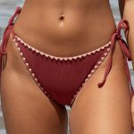 Brick Red Tie Stitch Bikini Bottom