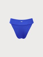 Blue Ribbed High Cut Bikini Bottom - Image 6