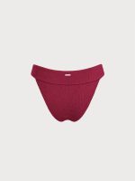 Red Textured Wide Waistband Bikini Bottom - Image 7