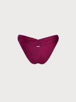 Burgundy Ruched Bikini Bottom - Image 8