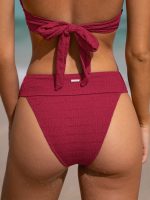 Red Textured Wide Waistband Bikini Bottom - Image 2