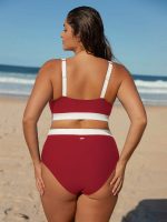 Red Contrast High-Waist Plus Size Bikini Bottom - Image 5