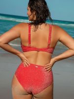 Red Lurex V Cut Plus Size Bikini Bottom - Image 2