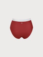 Red Contrast High-Waist Plus Size Bikini Bottom - Image 8