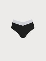 Black Contrast V Cut Plus Size Bikini Bottom - Image 5