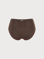 Dark Coffee Lurex Ruched Plus Size Bikini Bottom - Image 6