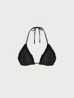 Black Ruffled Halter Triangle Bikini Top - Image 8