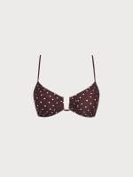 Brown Print Polka Dot U-Ring Bikini Top - Image 6