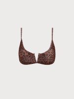 Leopard Print V Notch Lurex Bikini Top - Image 7