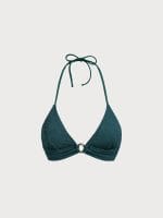 Dark Green Textured Halter Bikini Top - Image 8