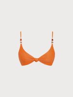 Orange Textured Beaded Twist Bikini Top - Image 6