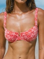 Red Rose Textured Underwire Bikini Top